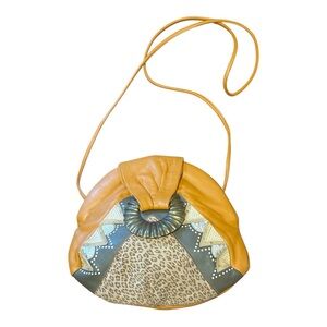 Handmade by Pearls Girl Leather and Leopard Print Crossbody Bag-Like new